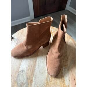 Soludos Brown Suede Leather Zip Up Heeled Boots, size 6.5 Women's